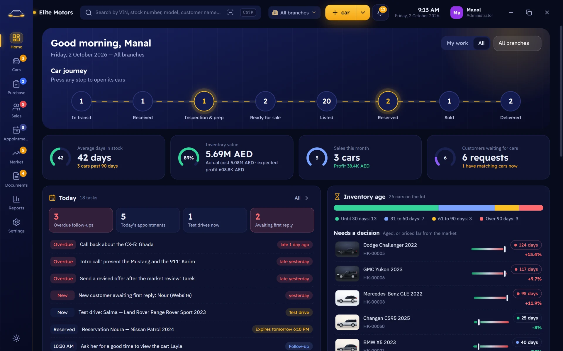 A night mode that is easy on the eyes during long showroom hours